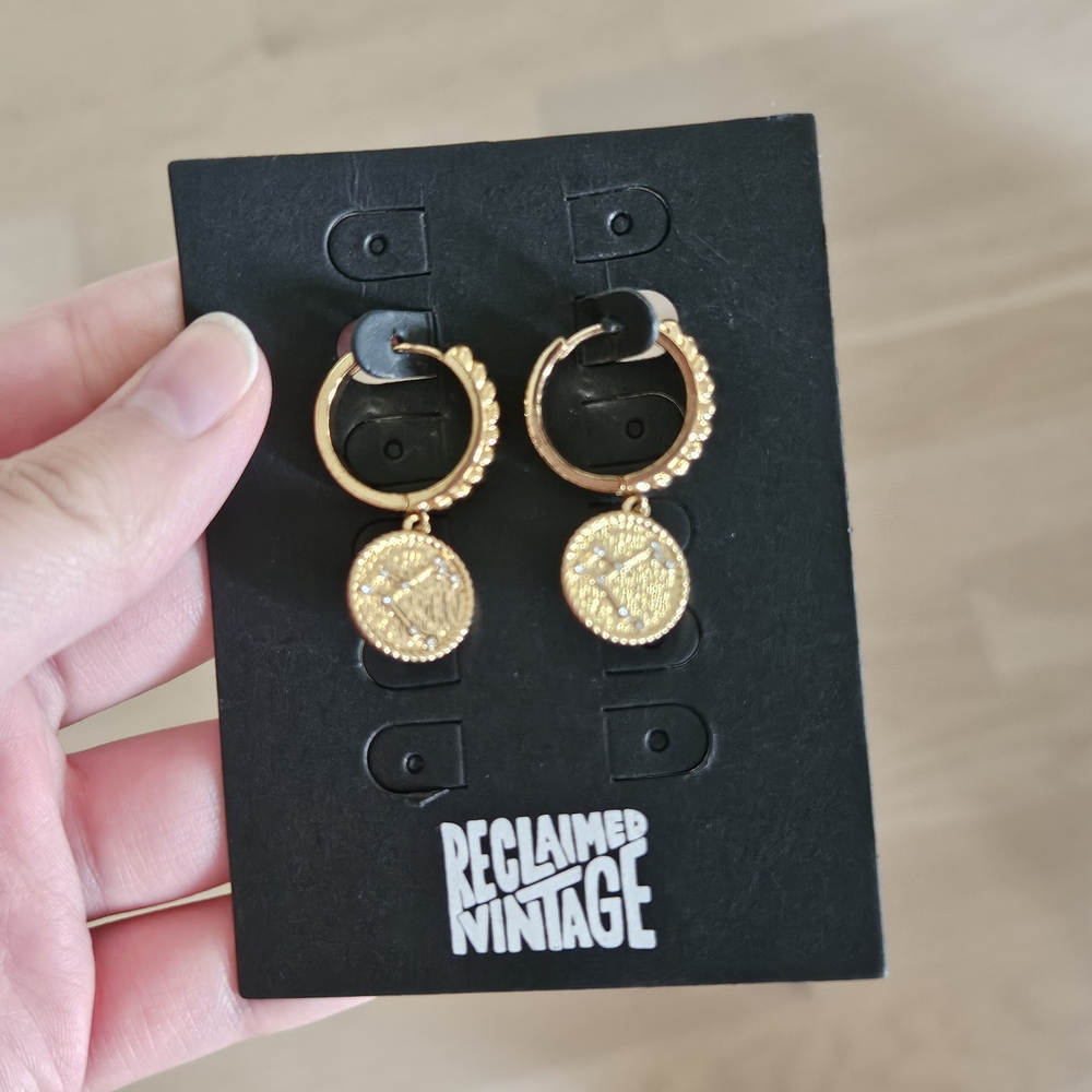 Reclaimed Vintage Gold Coin Hoop Earrings